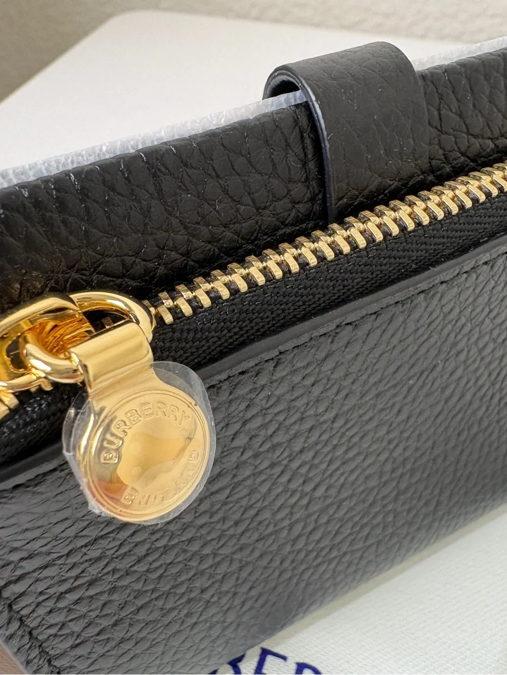 Burberry Black Leather Compact Wallet